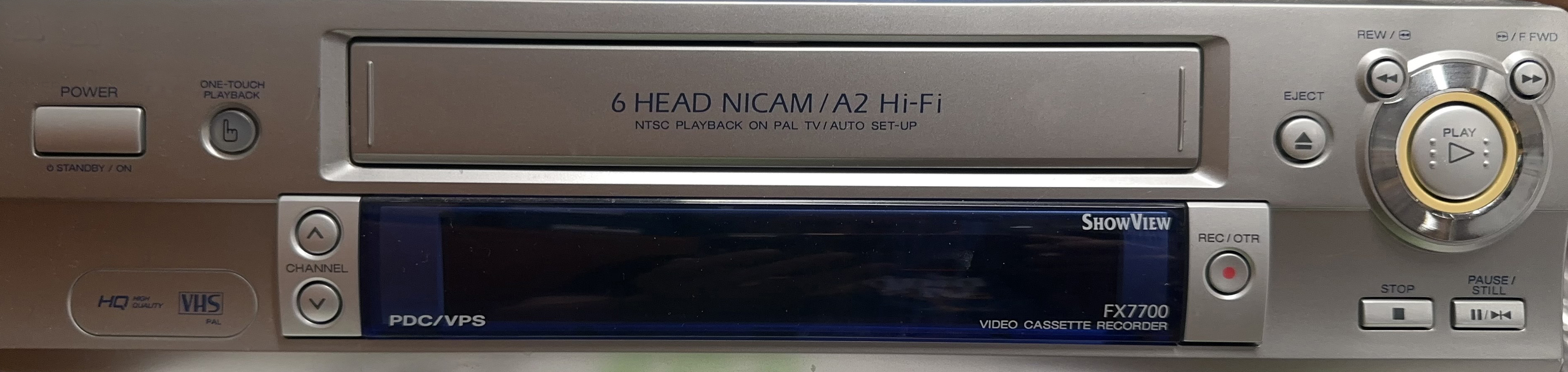 WHS video cassette recorder with transport controls.